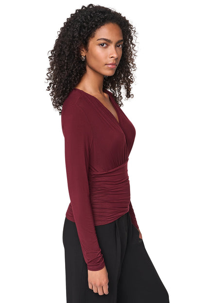 V-NECK BLOUSE Cabernet | DKNY