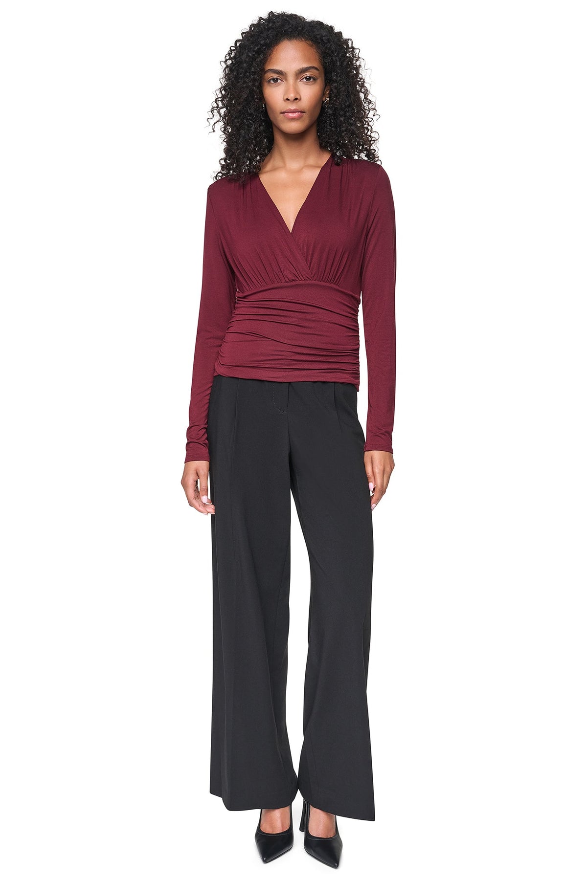 V-NECK BLOUSE Cabernet | DKNY