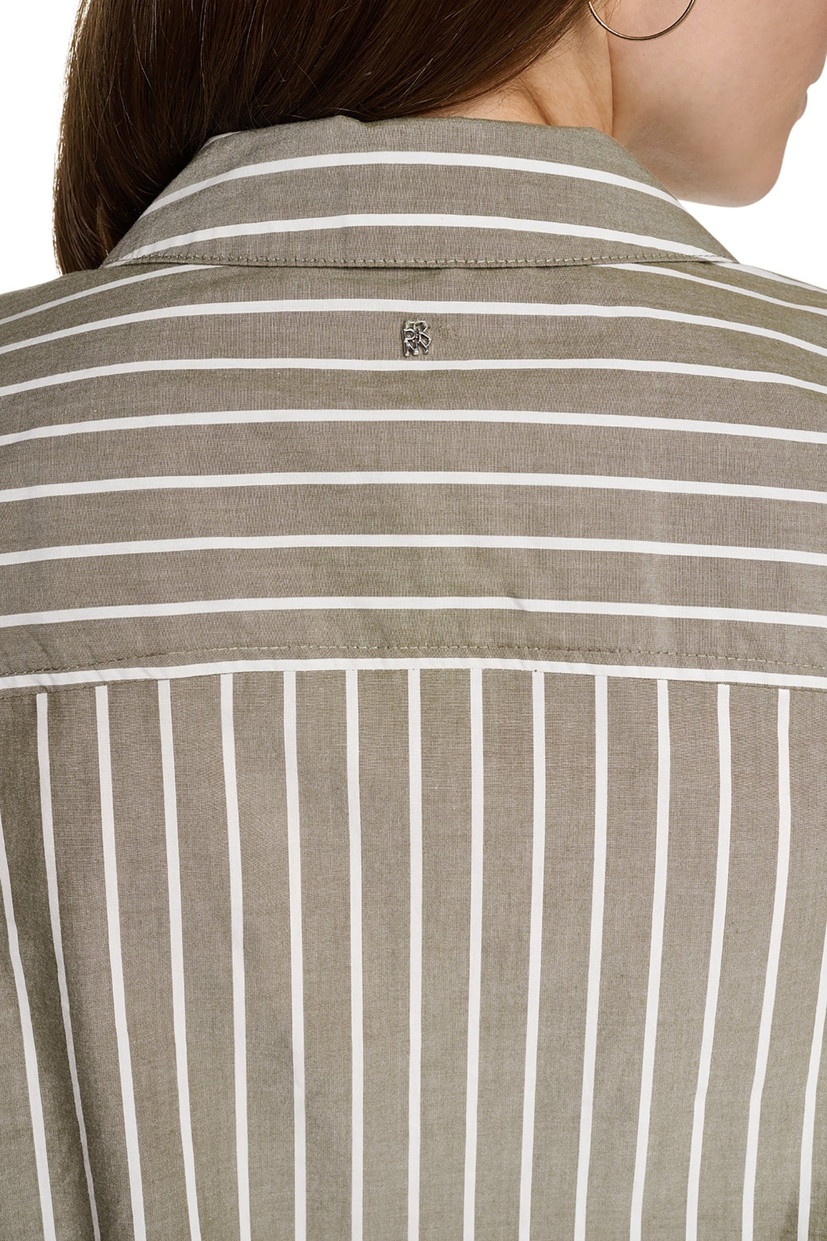 STRIPED RUCHED SHIRT Utility Green | DKNY