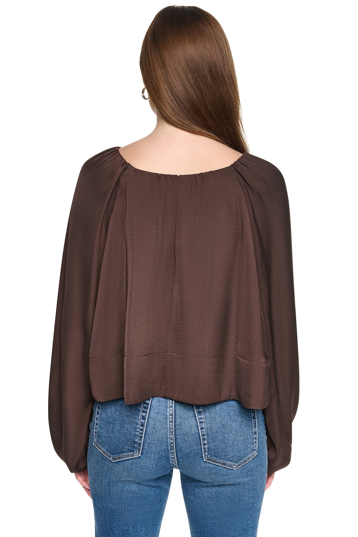 RAGLAN SLEEVE SHIRRED TOP Espresso | DKNY