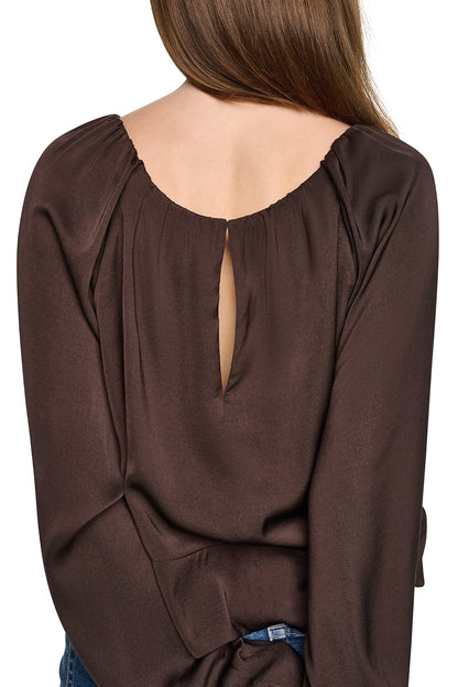 RAGLAN SLEEVE SHIRRED TOP Espresso | DKNY