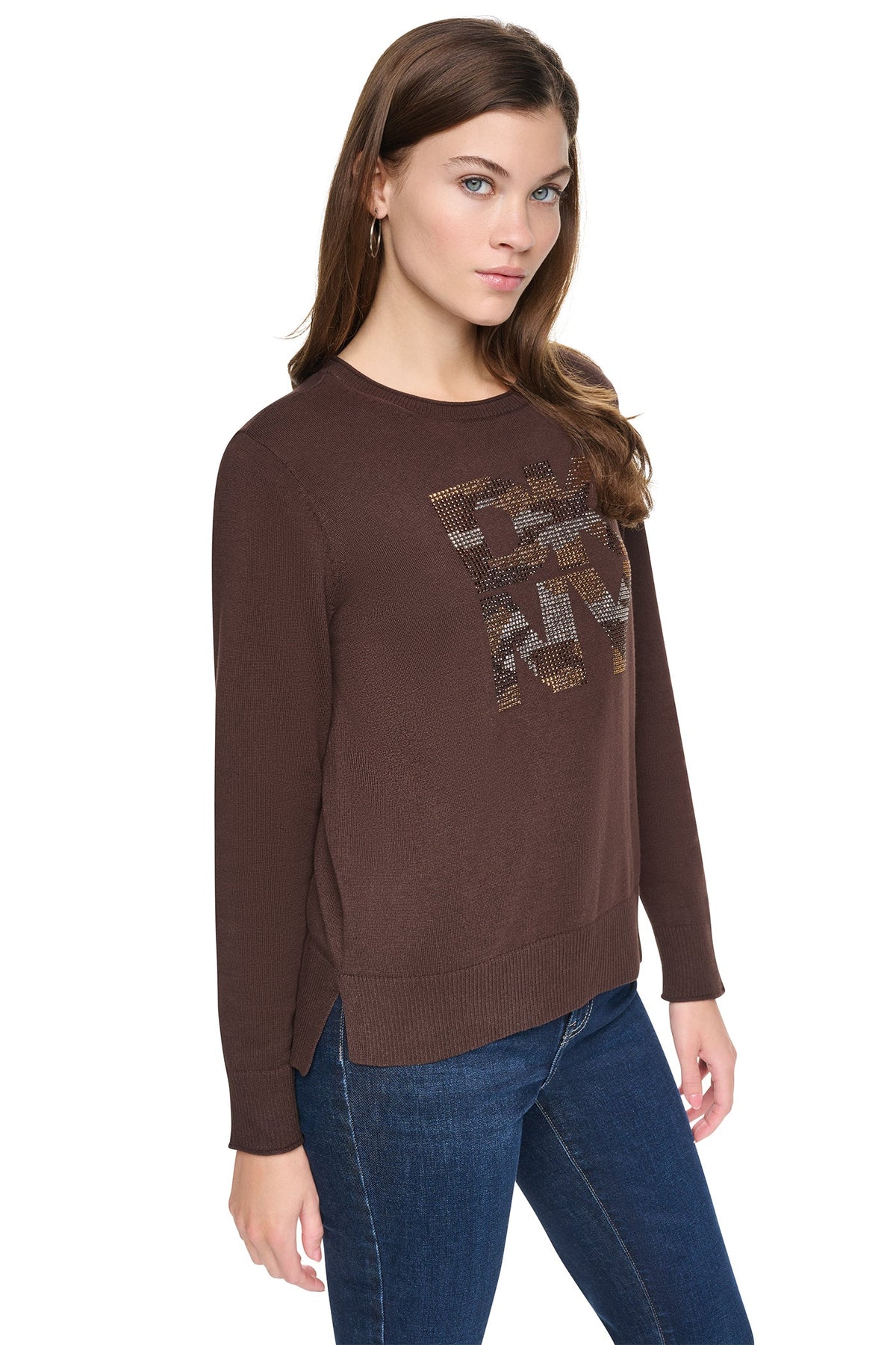 CAMO RHINESTONE LOGO SWEATER Utility Green | DKNY