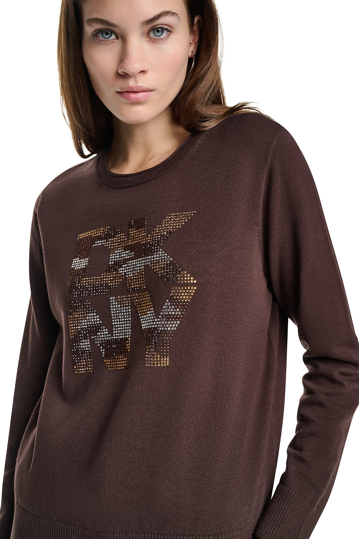 CAMO RHINESTONE LOGO SWEATER Utility Green | DKNY