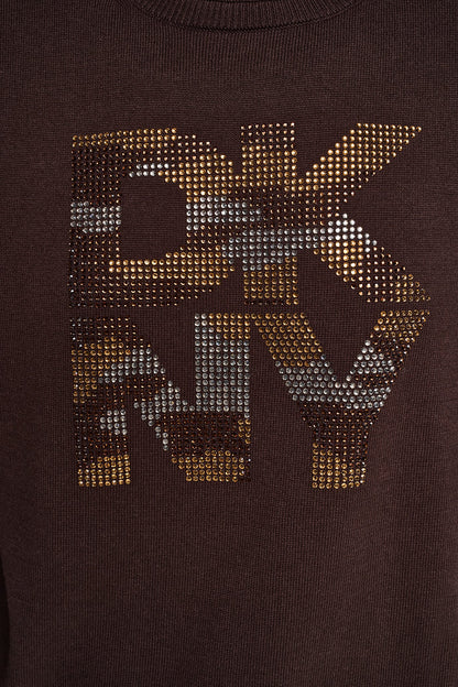 CAMO RHINESTONE LOGO SWEATER Utility Green | DKNY