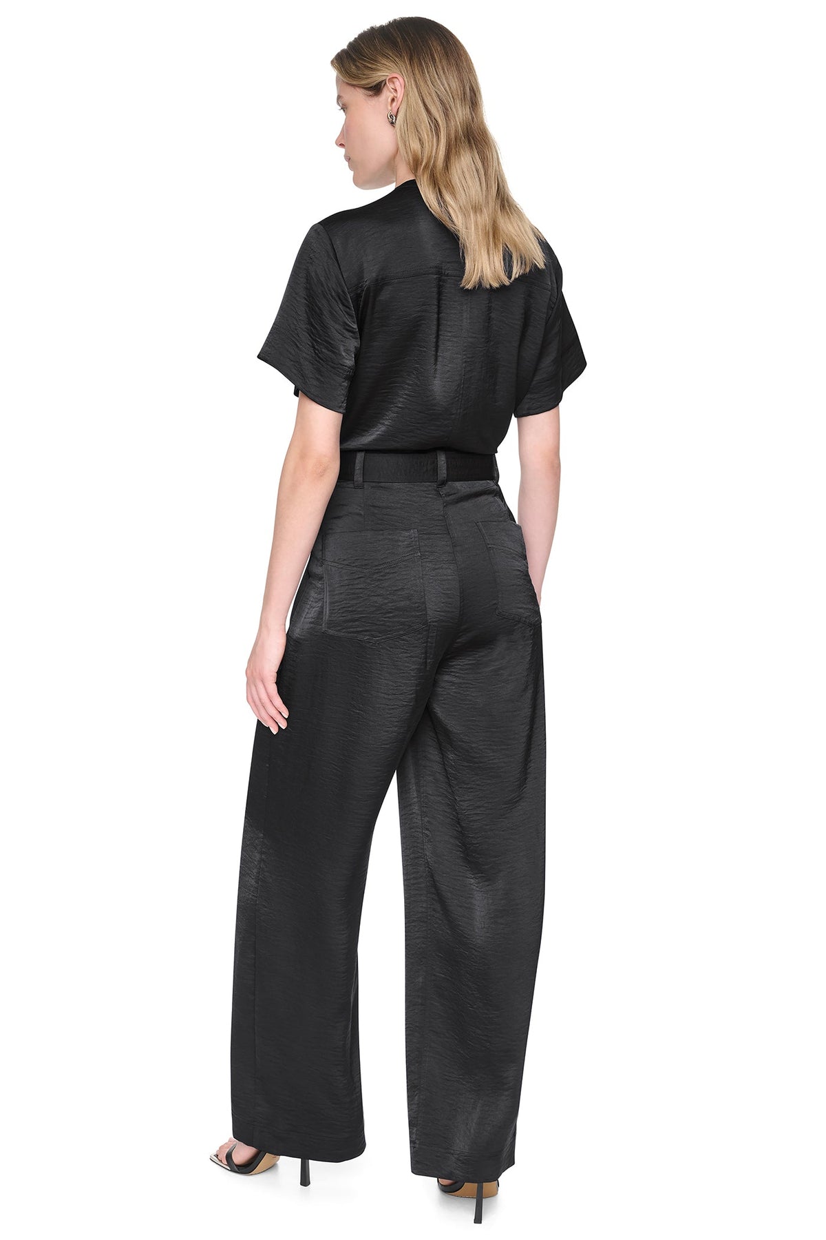 BUTTON FRONT UTILITY JUMPSUIT Black | DKNY