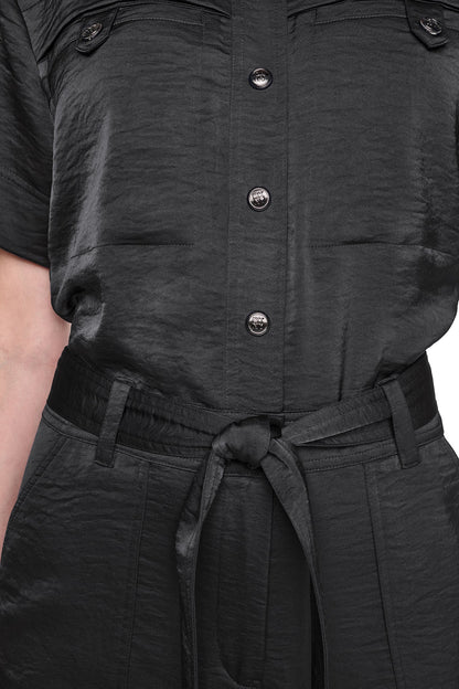 BUTTON FRONT UTILITY JUMPSUIT Black | DKNY