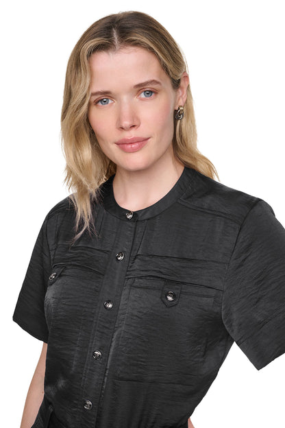 BUTTON FRONT UTILITY JUMPSUIT Black | DKNY