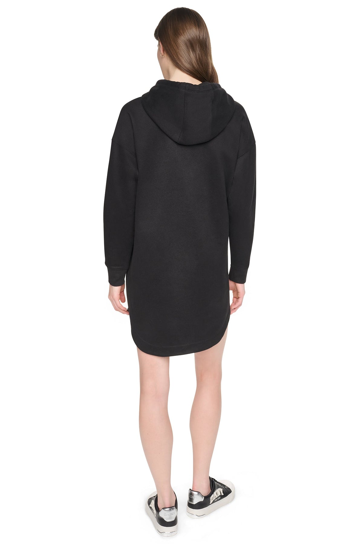 STRIPED MINI HOODIE DRESS Black | DKNY
