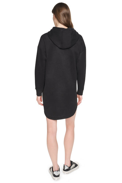 STRIPED MINI HOODIE DRESS Black | DKNY