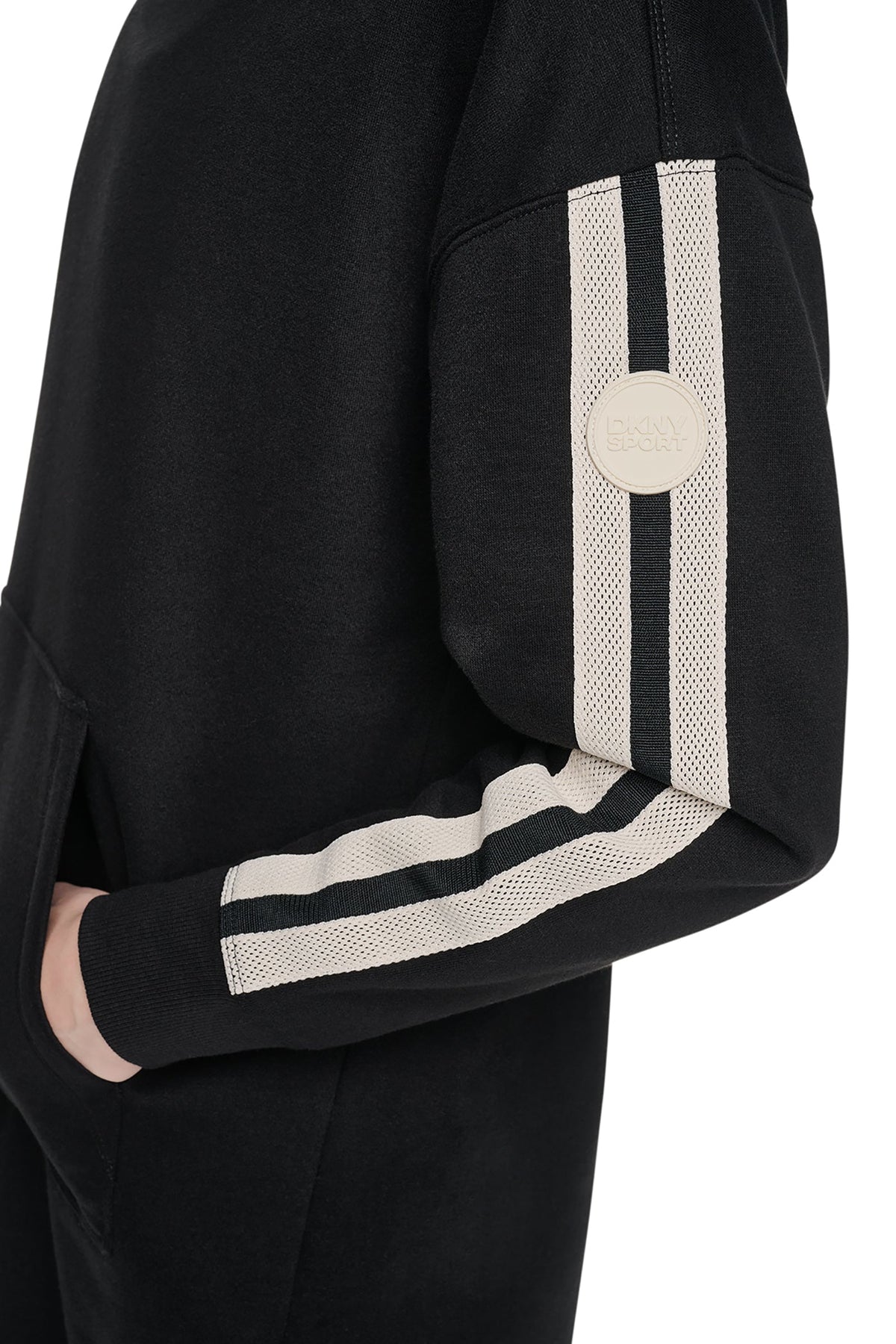 STRIPED MINI HOODIE DRESS Black | DKNY