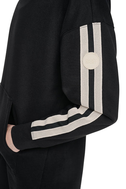 STRIPED MINI HOODIE DRESS Black | DKNY