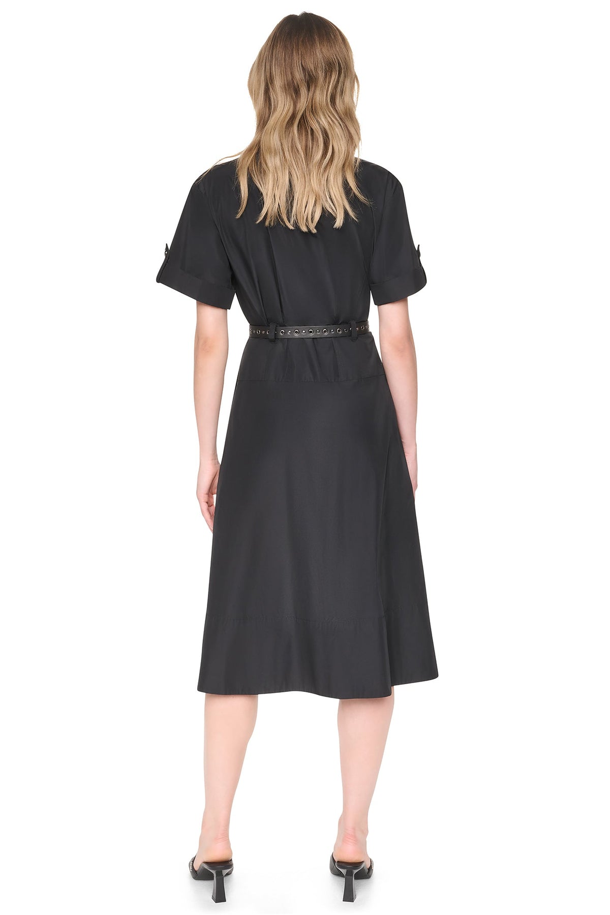 MEMORY TAFFETA ZIP FRONT DRESS Black | DKNY