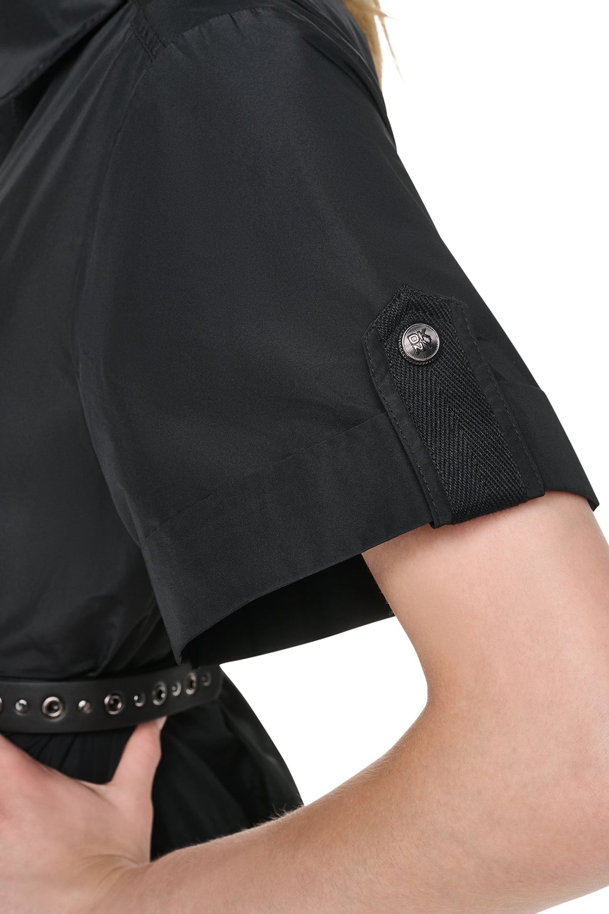 MEMORY TAFFETA ZIP FRONT DRESS Black | DKNY