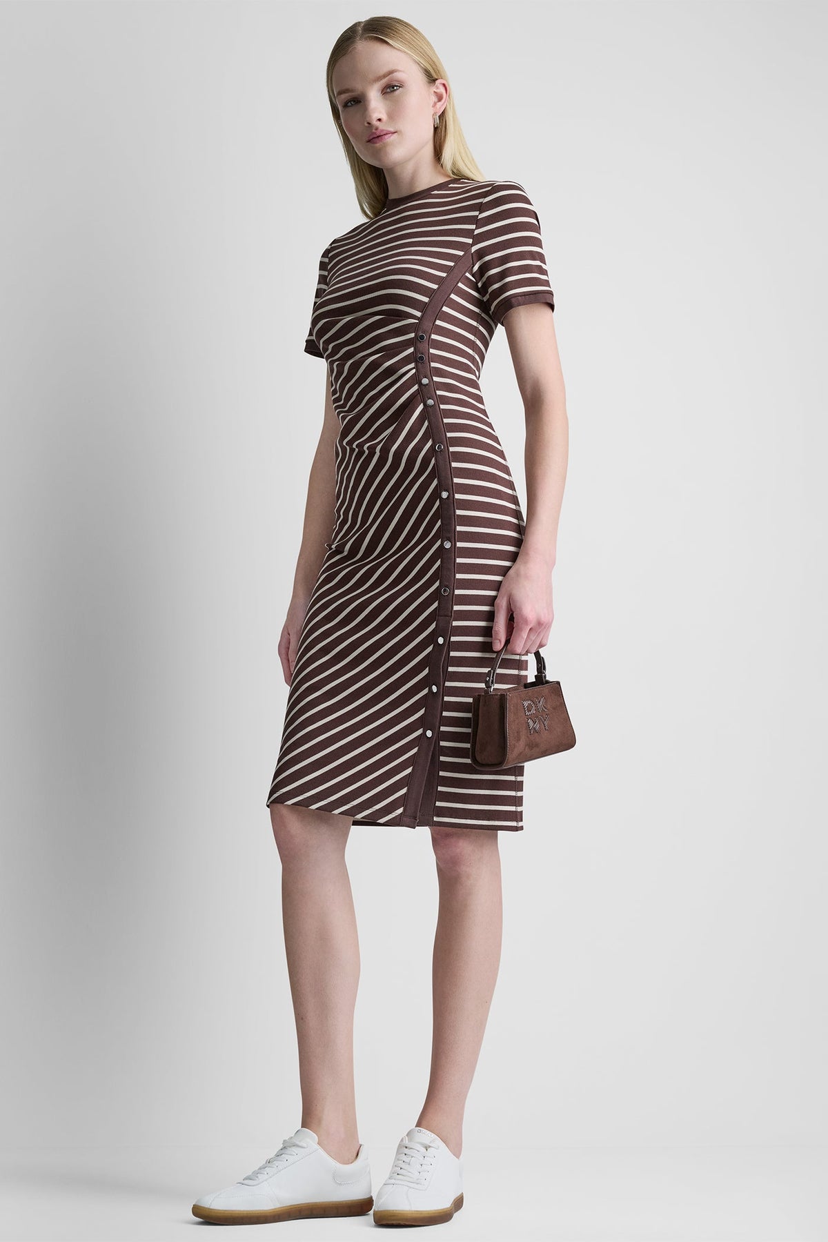 STRIPE MIDI SHEATH DRESS Java/Whitecap | DKNY