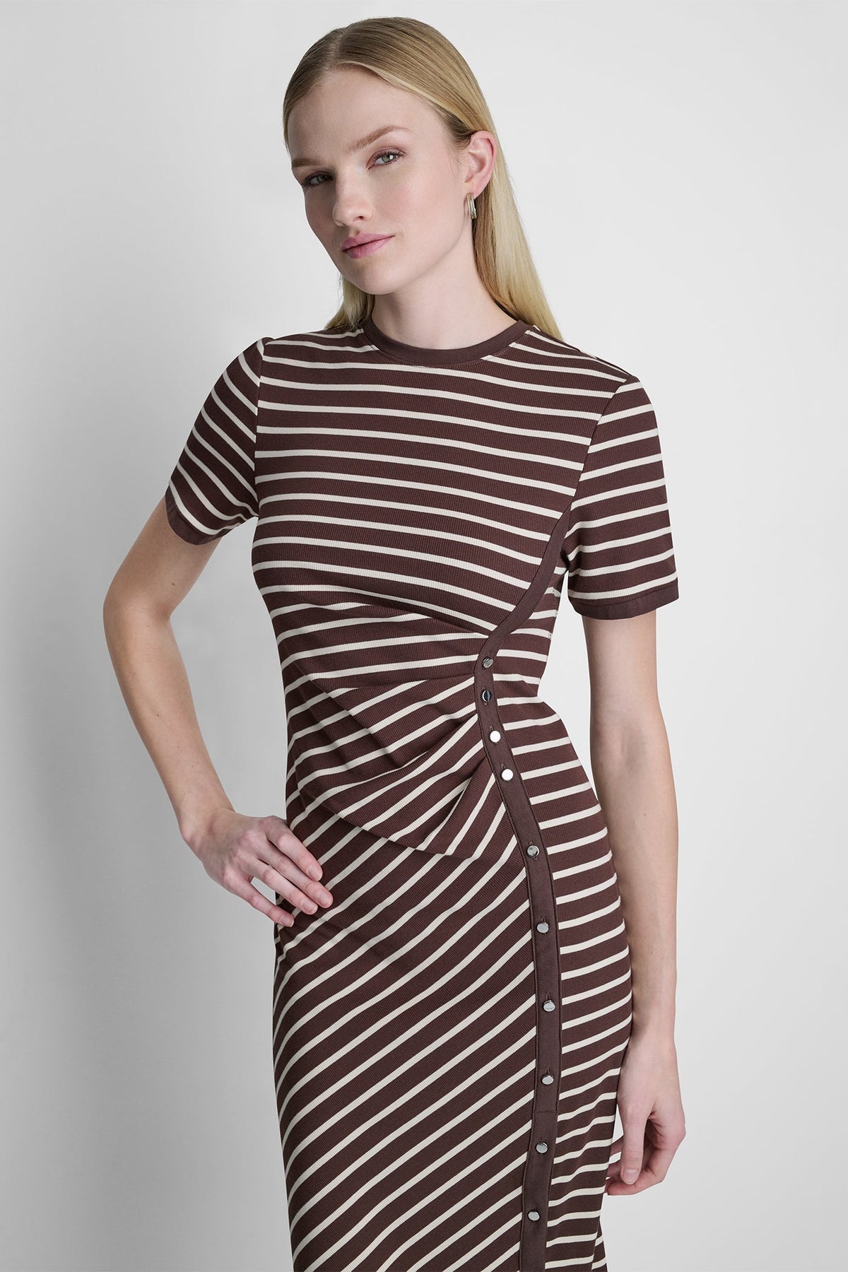 STRIPE MIDI SHEATH DRESS Java/Whitecap | DKNY