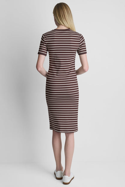 STRIPE MIDI SHEATH DRESS Java/Whitecap | DKNY