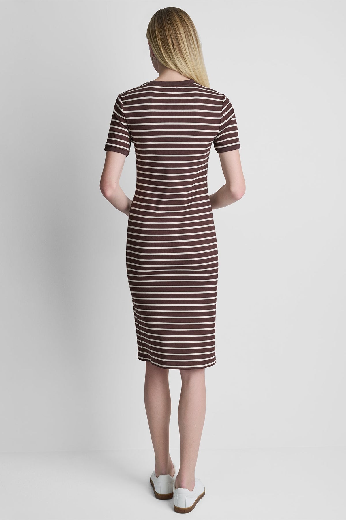 STRIPE MIDI SHEATH DRESS Java/Whitecap | DKNY