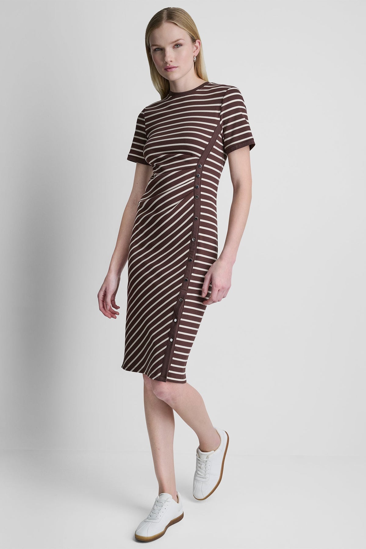 STRIPE MIDI SHEATH DRESS Java/Whitecap | DKNY