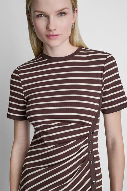 STRIPE MIDI SHEATH DRESS Java/Whitecap | DKNY