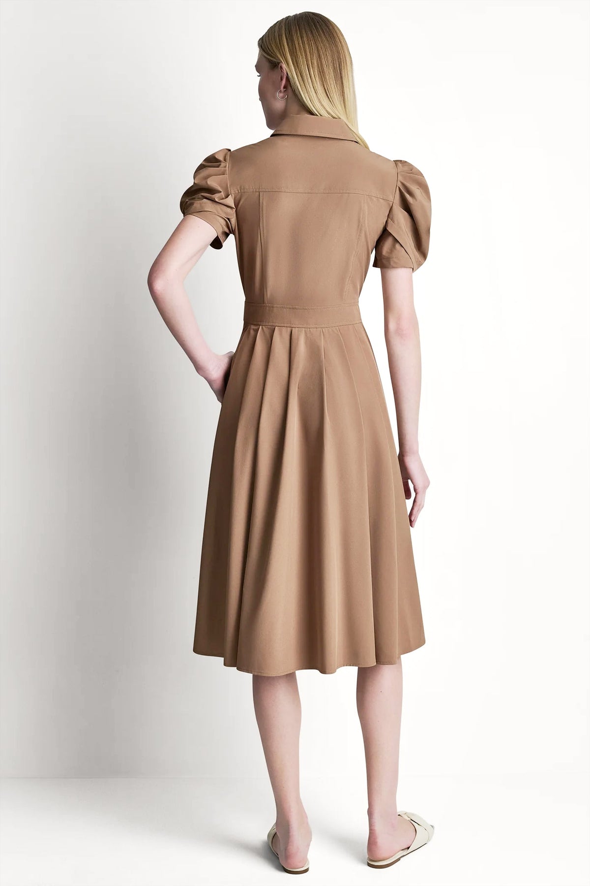 MEMORY TAFFETA MIDI SHIRT DRESS Black | DKNY