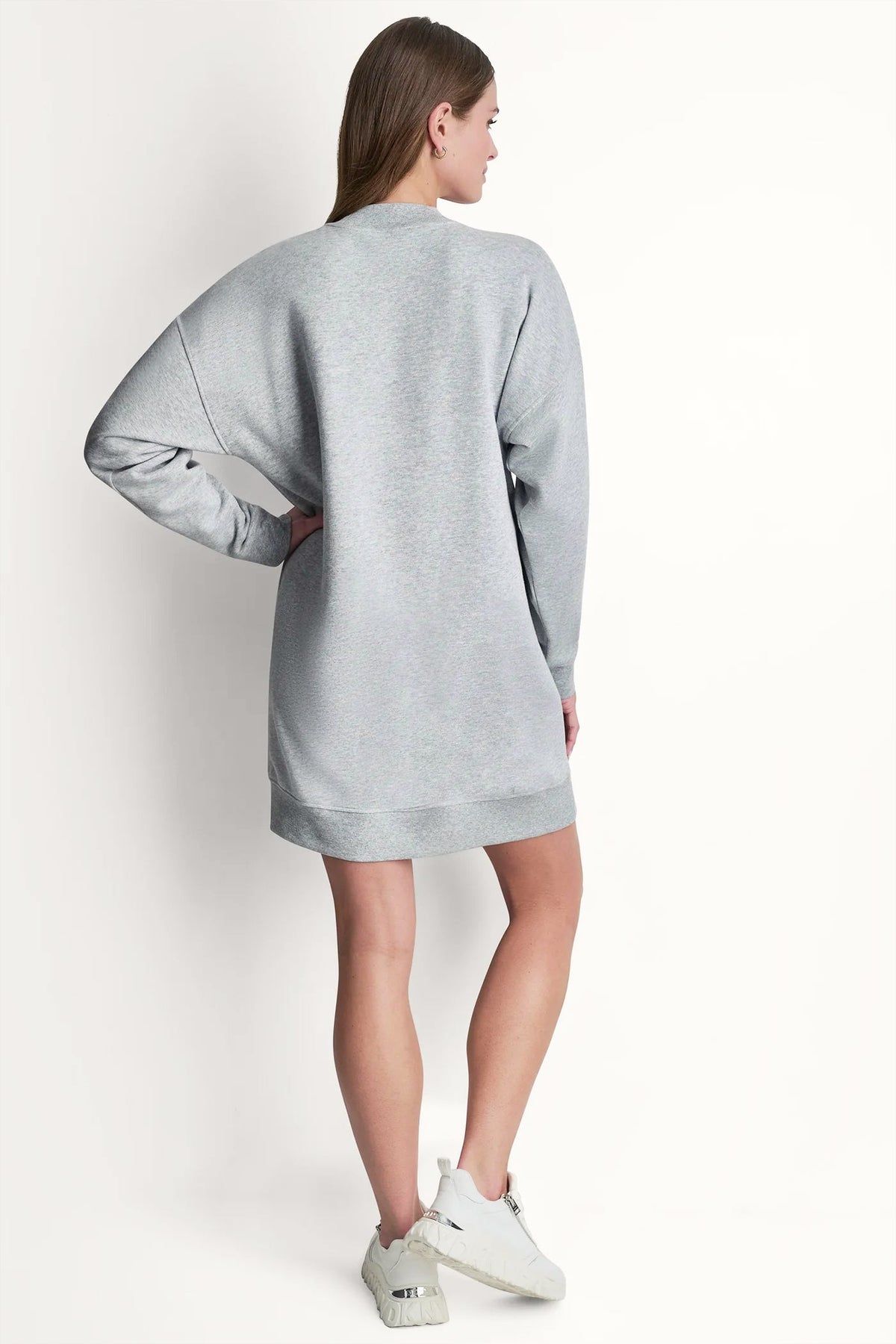 CAMPUS PATCH LONG SLEEVE SNEAKER DRESS Eggnog | DKNY