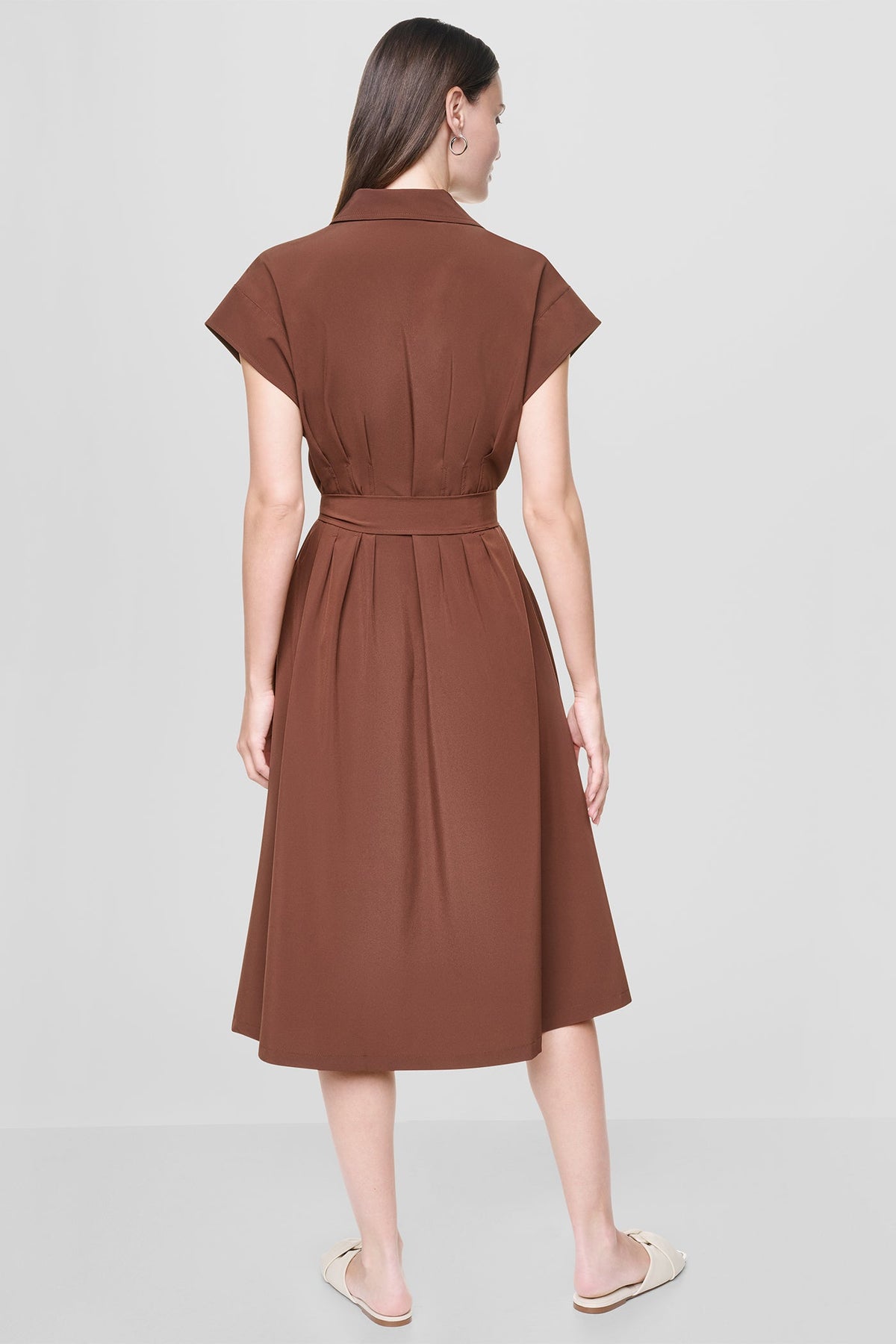 CAP SLEEVE MIDI SHIRT DRESS Java | DKNY