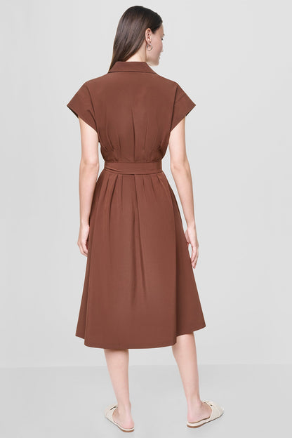 CAP SLEEVE MIDI SHIRT DRESS Java | DKNY