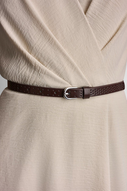 SLEEVELESS WRAP-EFFECT MIDI SHIRT DRESS Papyrus | DKNY