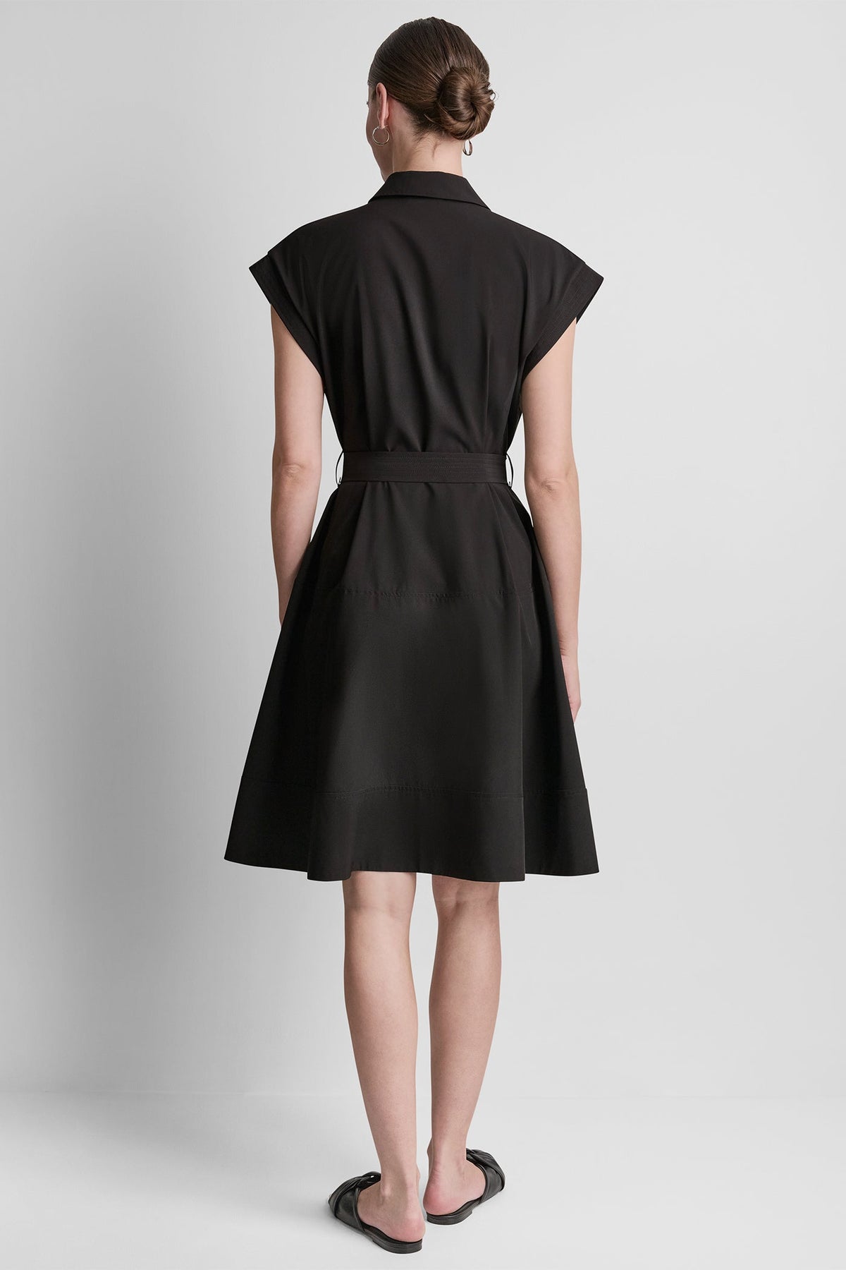 CAP SLEEVE ZIP-FRONT SHIRT DRESS Indigo | DKNY