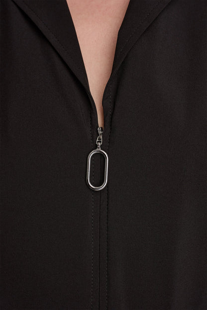 CAP SLEEVE ZIP-FRONT SHIRT DRESS Indigo | DKNY