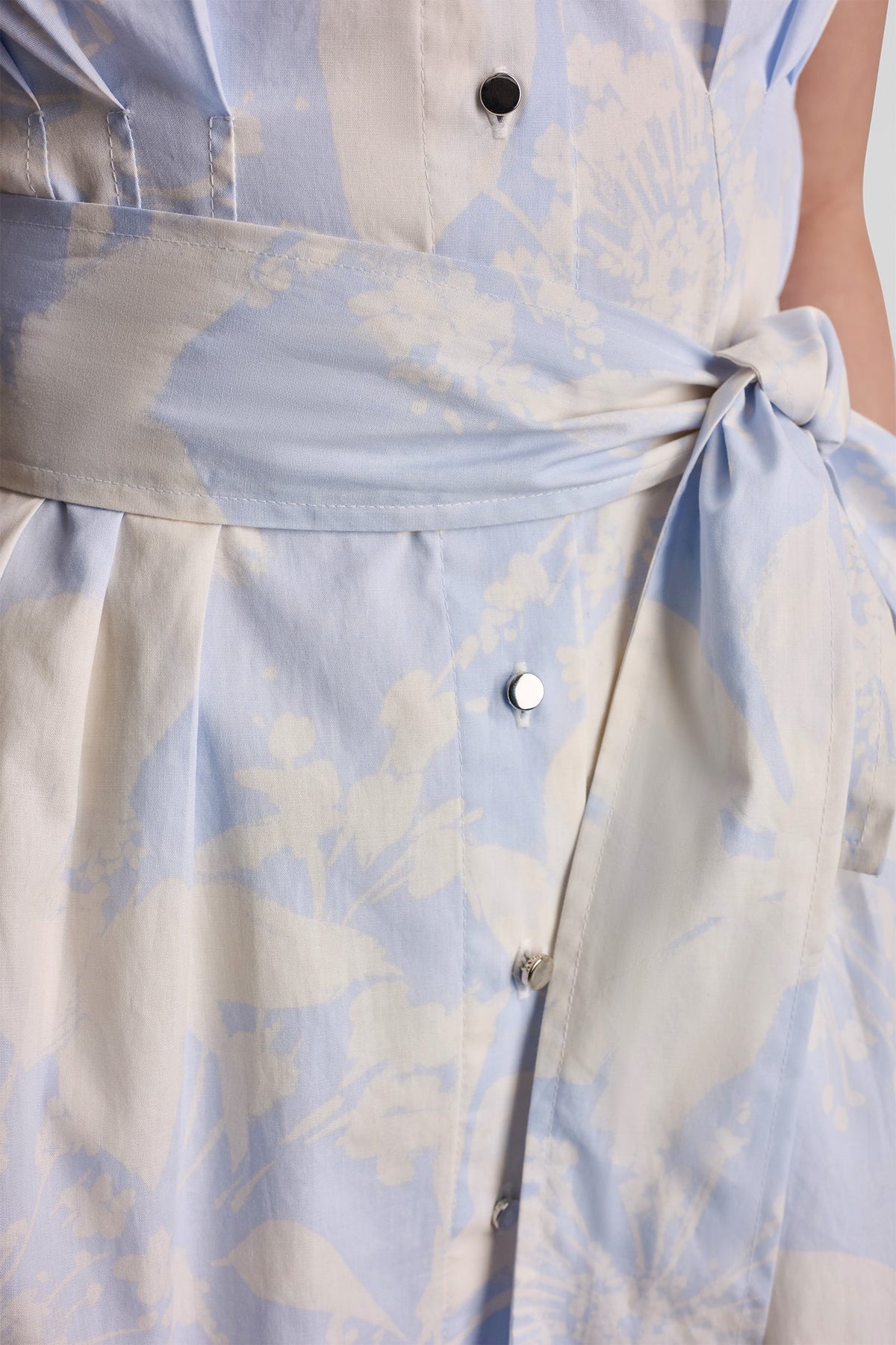 COTTON CAP SLEEVE MINI SHIRT DRESS Pastel Yellow/Frost Blue | DKNY