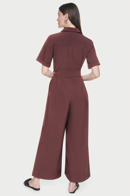 SHORT SLEEVE WIDE-LEG JUMPSUIT Java | DKNY
