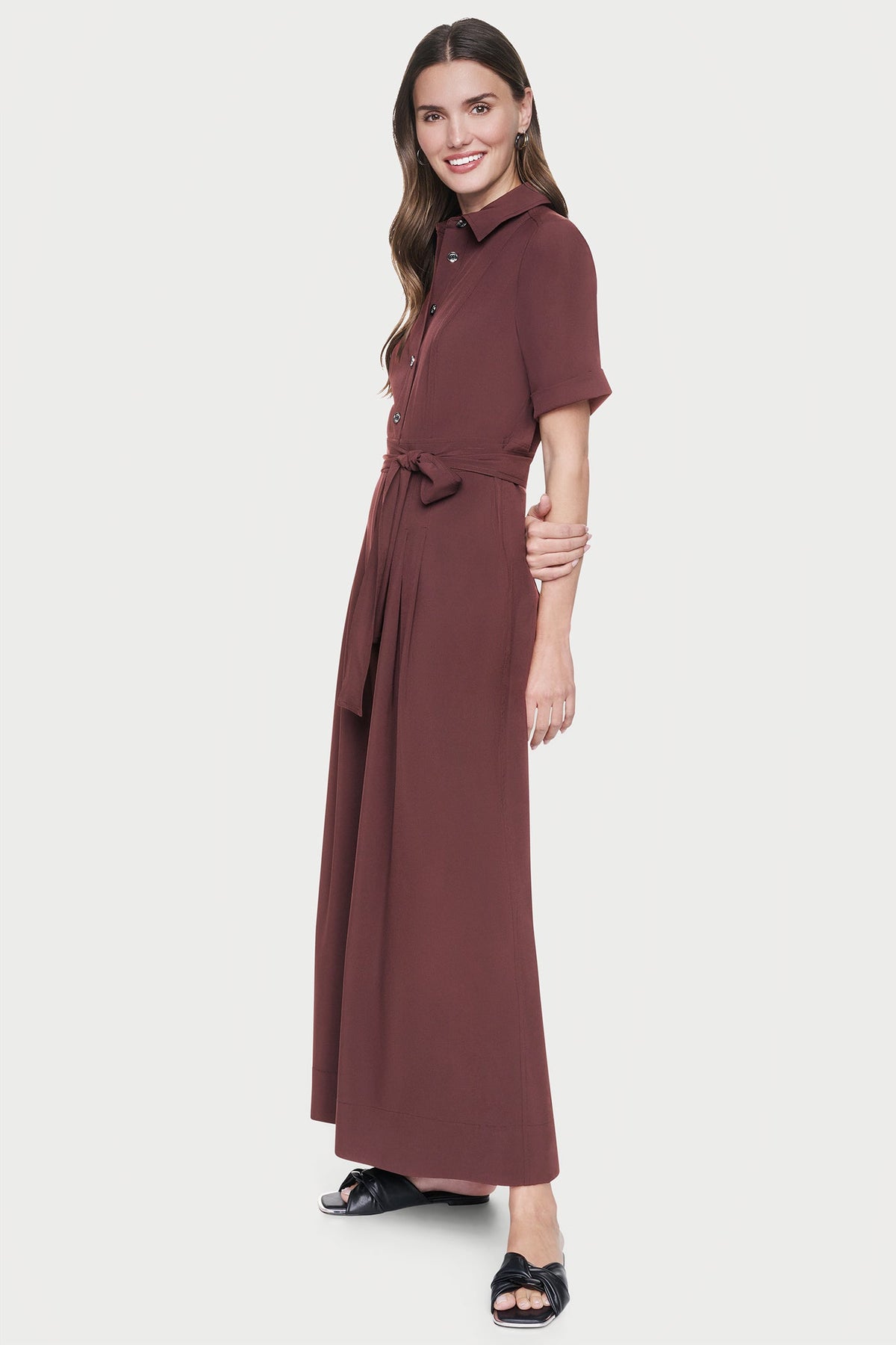 SHORT SLEEVE WIDE-LEG JUMPSUIT Java | DKNY