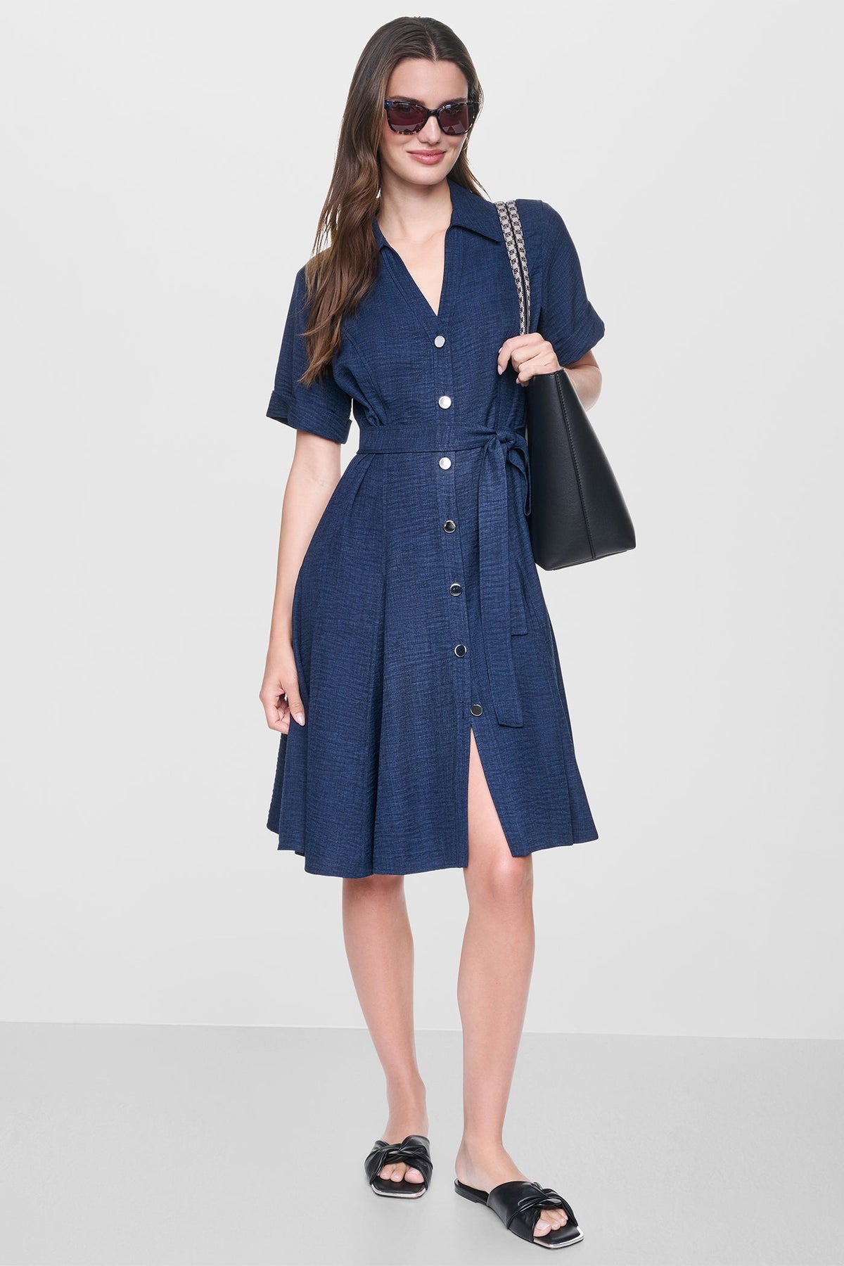 MIDI A-LINE SHIRT DRESS Indigo | DKNY