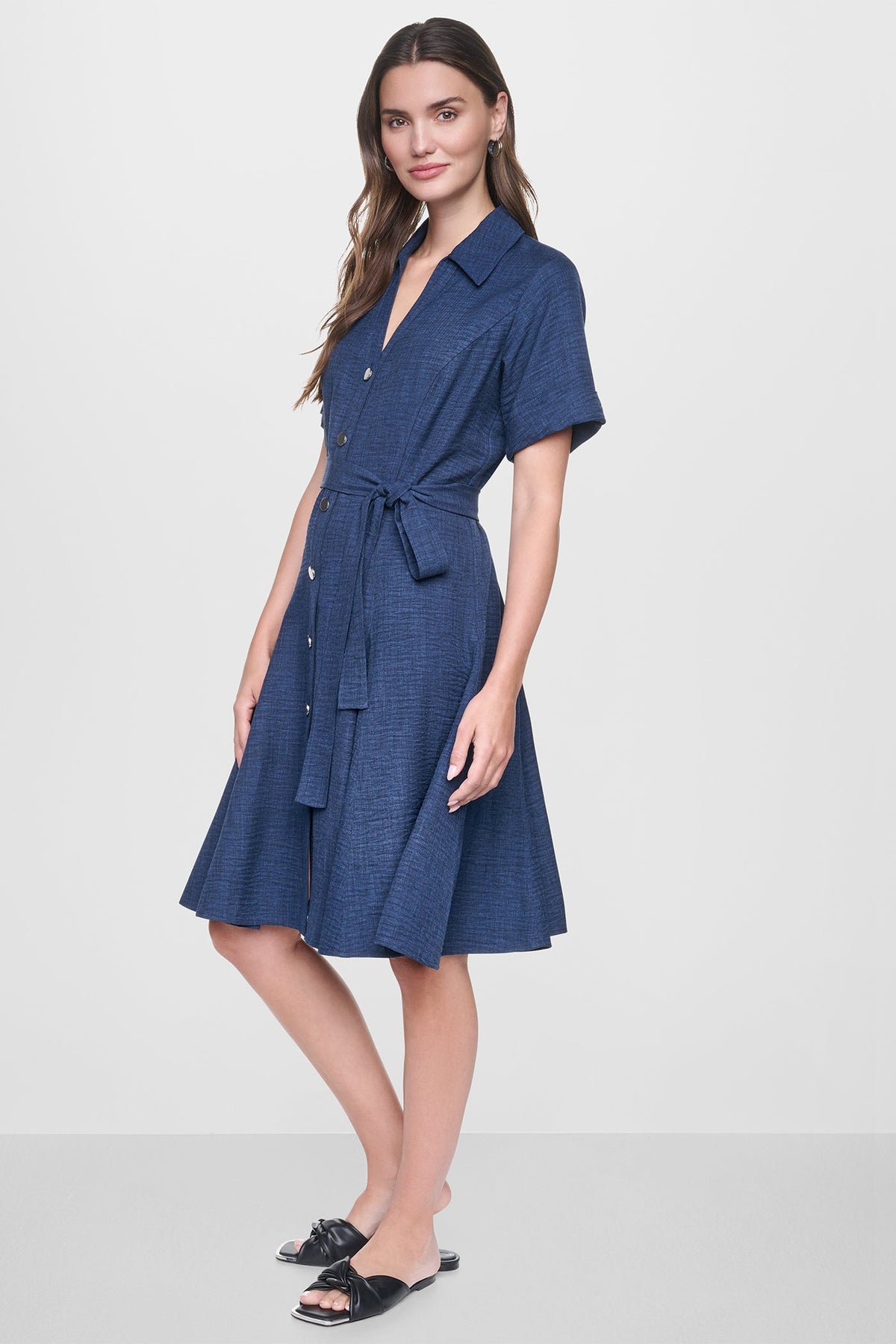 MIDI A-LINE SHIRT DRESS Indigo | DKNY