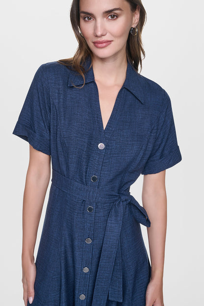 MIDI A-LINE SHIRT DRESS Indigo | DKNY