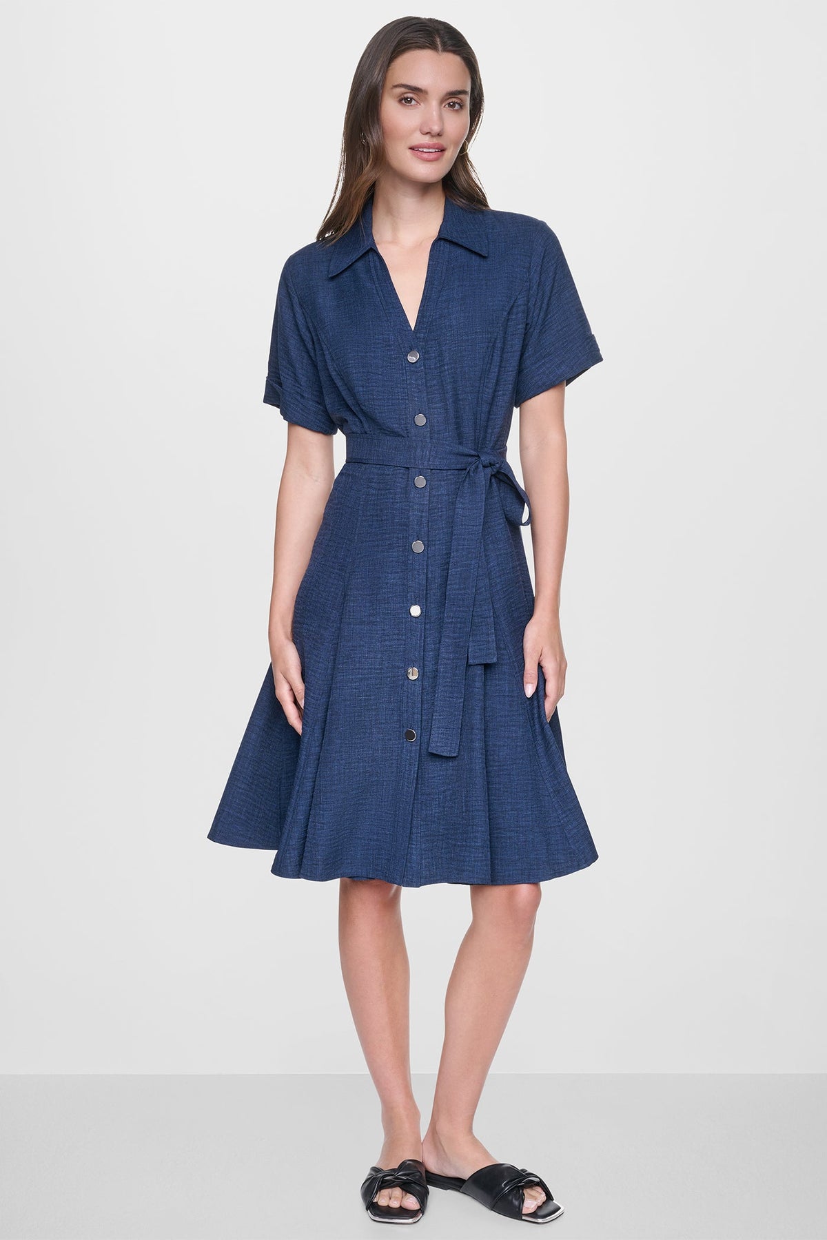 MIDI A-LINE SHIRT DRESS Indigo | DKNY