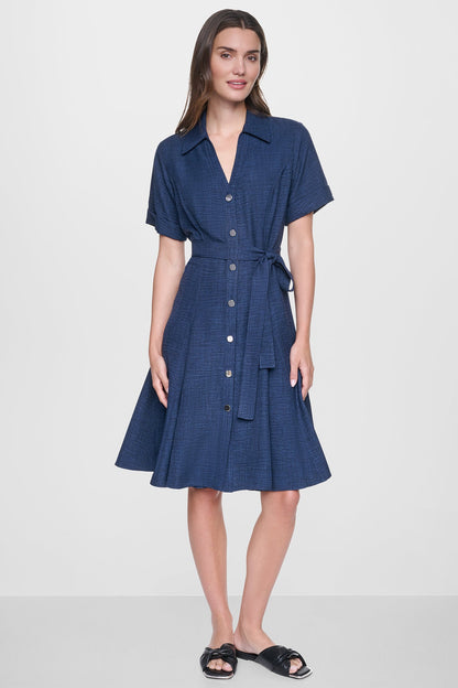 MIDI A-LINE SHIRT DRESS Indigo | DKNY