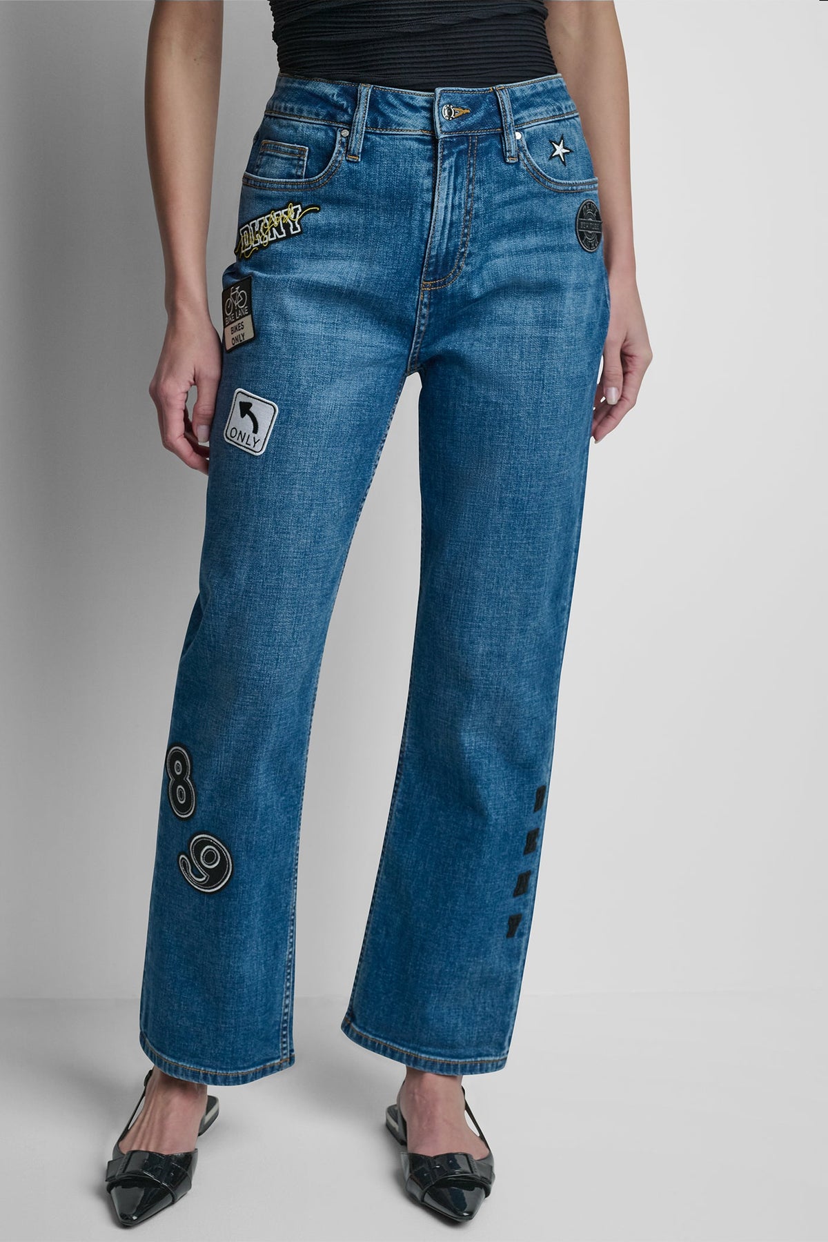 MID-RISE PINS AND PATCHES STRAIGHT-LEG JEAN Tribeca | DKNY