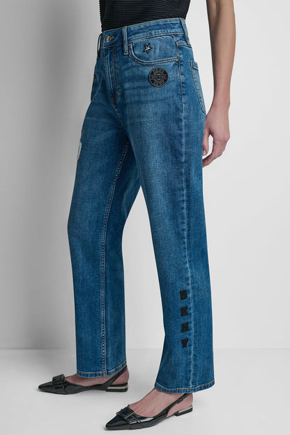 MID-RISE PINS AND PATCHES STRAIGHT-LEG JEAN Tribeca | DKNY