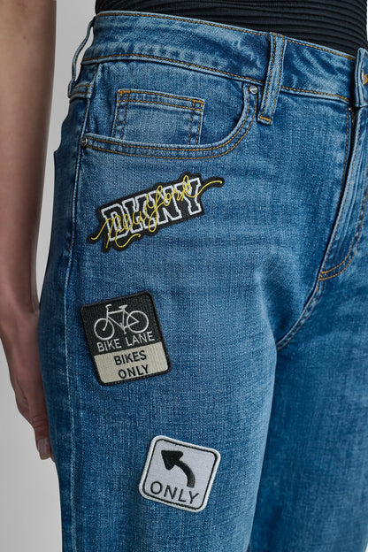 MID-RISE PINS AND PATCHES STRAIGHT-LEG JEAN Tribeca | DKNY