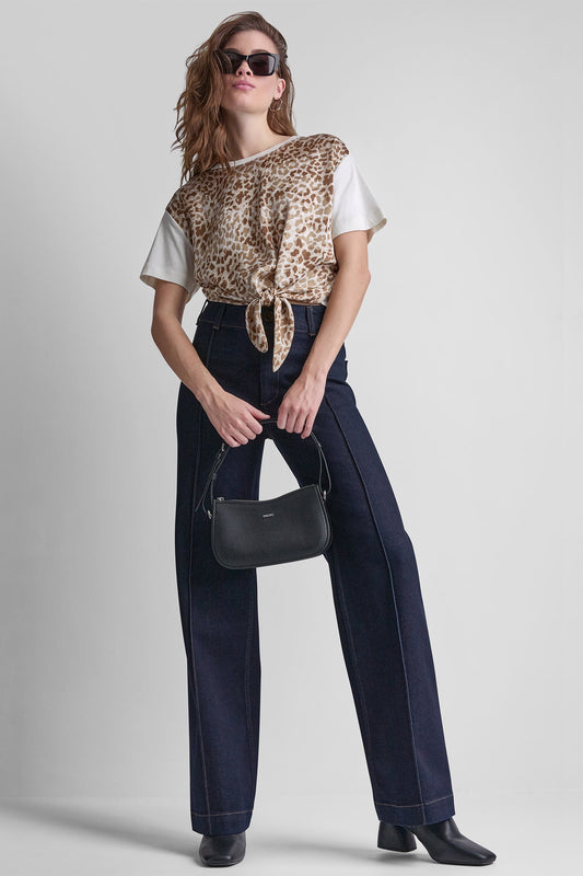HIGH-RISE PINTUCKED WIDE-LEG JEAN Espresso | DKNY