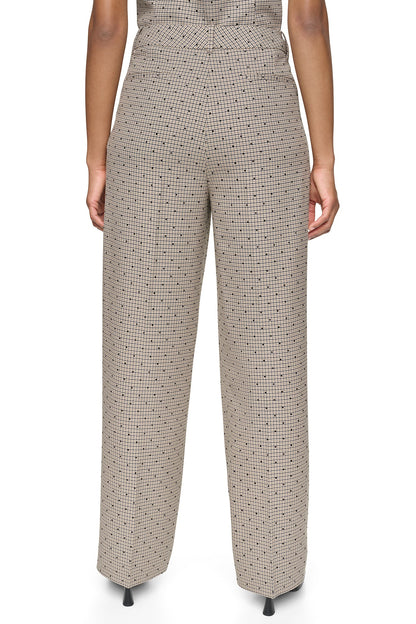 HOUNDSTOOTH CHECKERED HIGH-RISE PANT Travertine/Black | DKNY