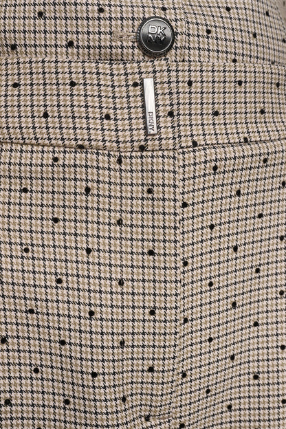 HOUNDSTOOTH CHECKERED HIGH-RISE PANT Travertine/Black | DKNY
