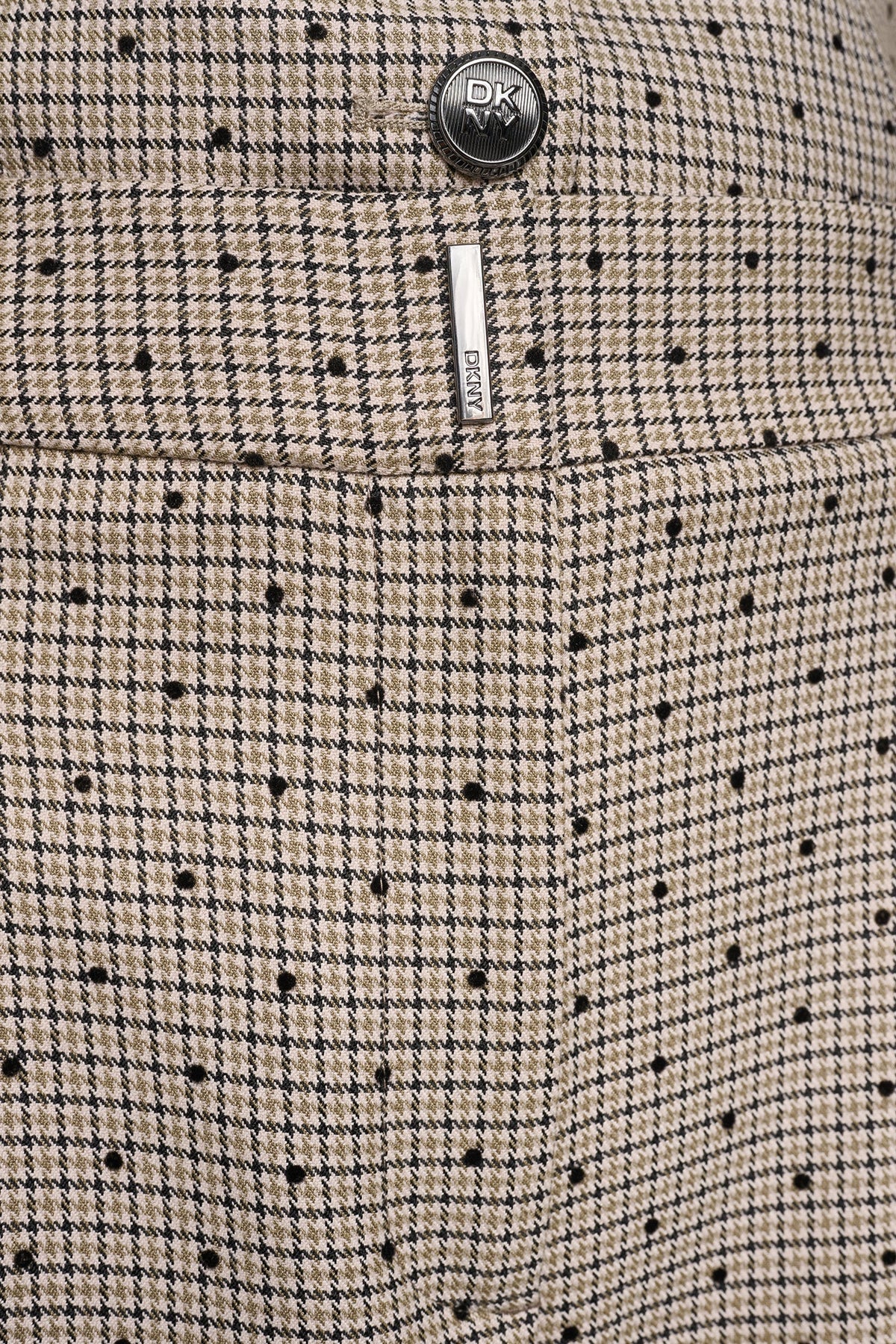 HOUNDSTOOTH CHECKERED HIGH-RISE PANT Travertine/Black | DKNY
