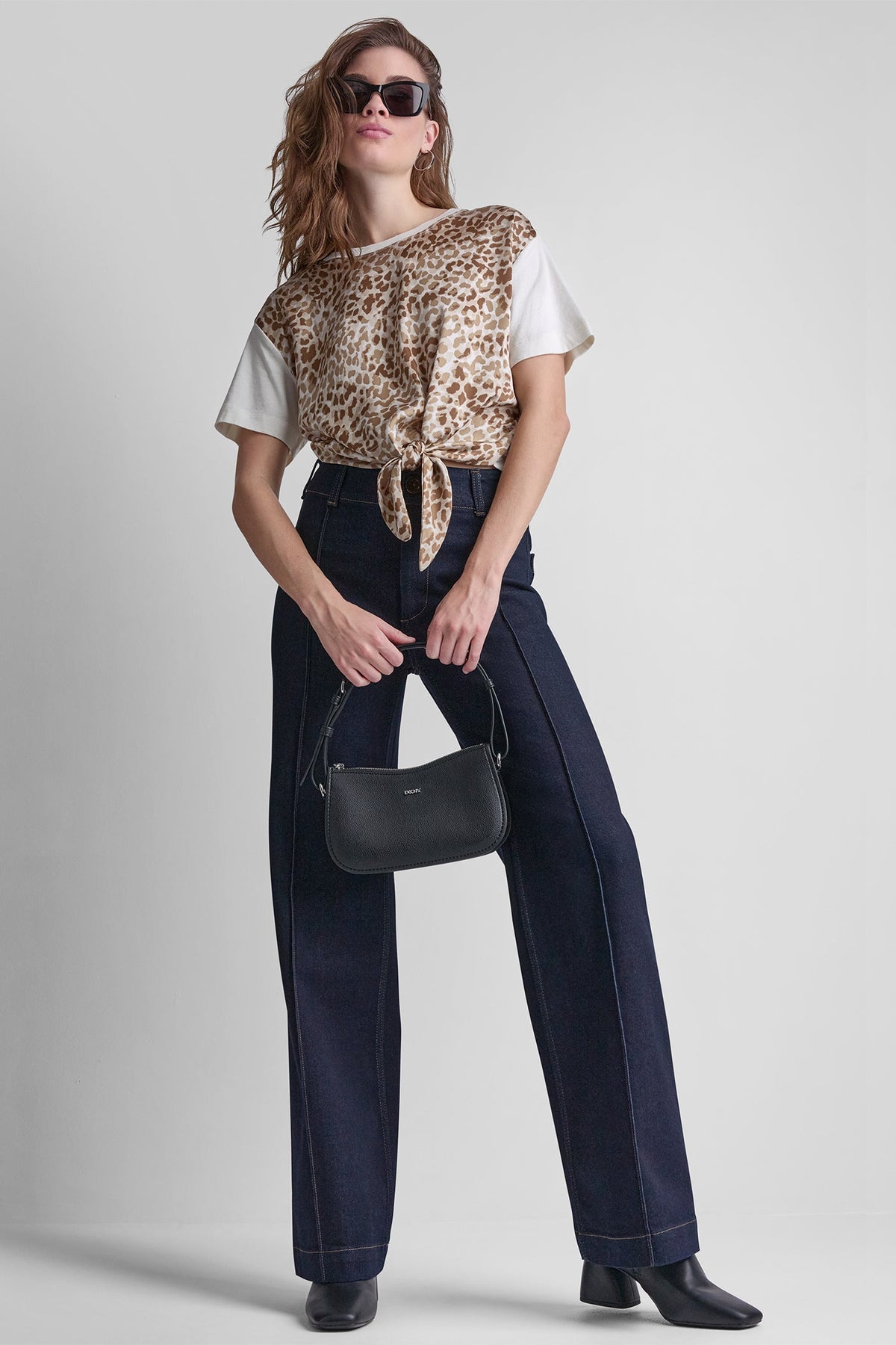 HIGH-RISE PINTUCKED WIDE-LEG JEAN Bankers Ink | DKNY