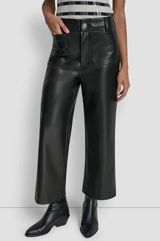 HIGH-RISE CROPPED WIDE LEG PANT Espresso | DKNY