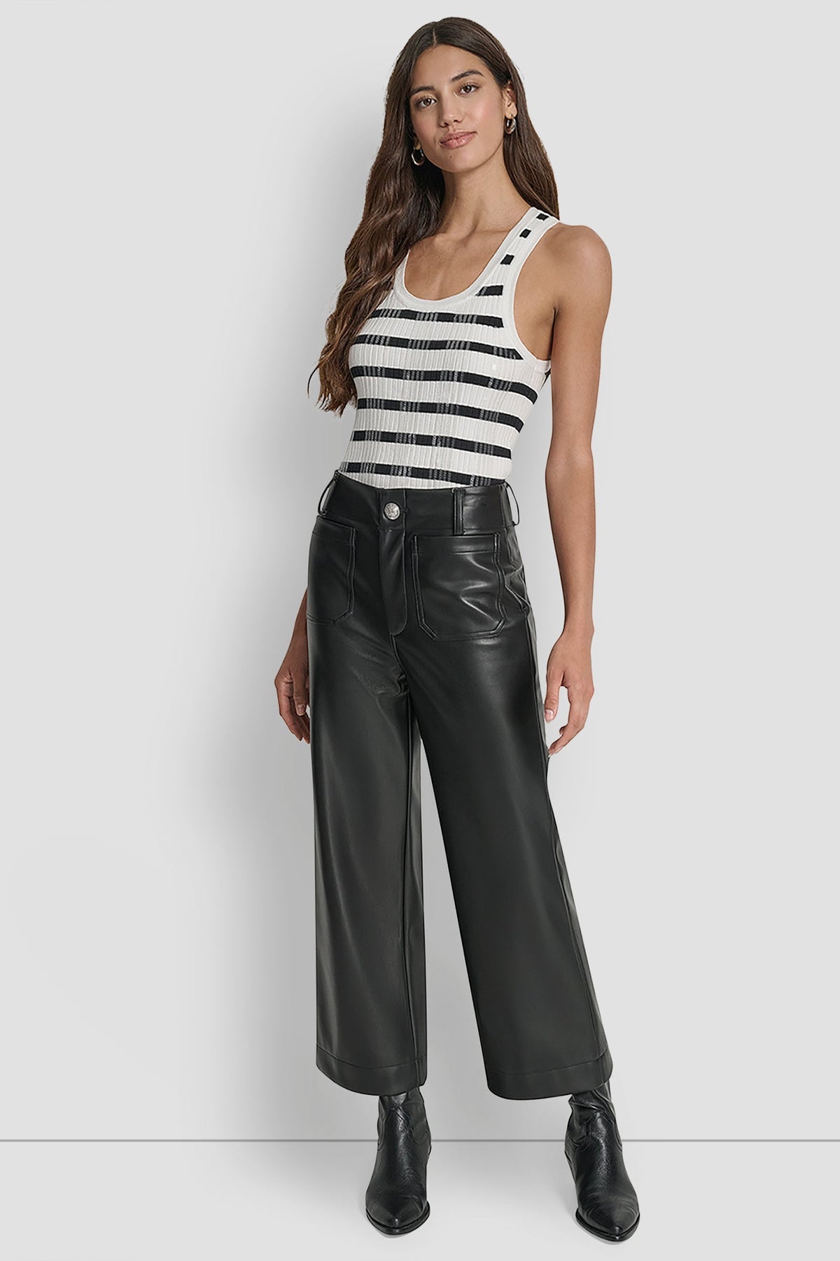HIGH-RISE CROPPED WIDE LEG PANT Espresso | DKNY