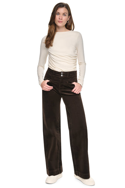HIGH-RISE WIDE LEG PANT Espresso | DKNY