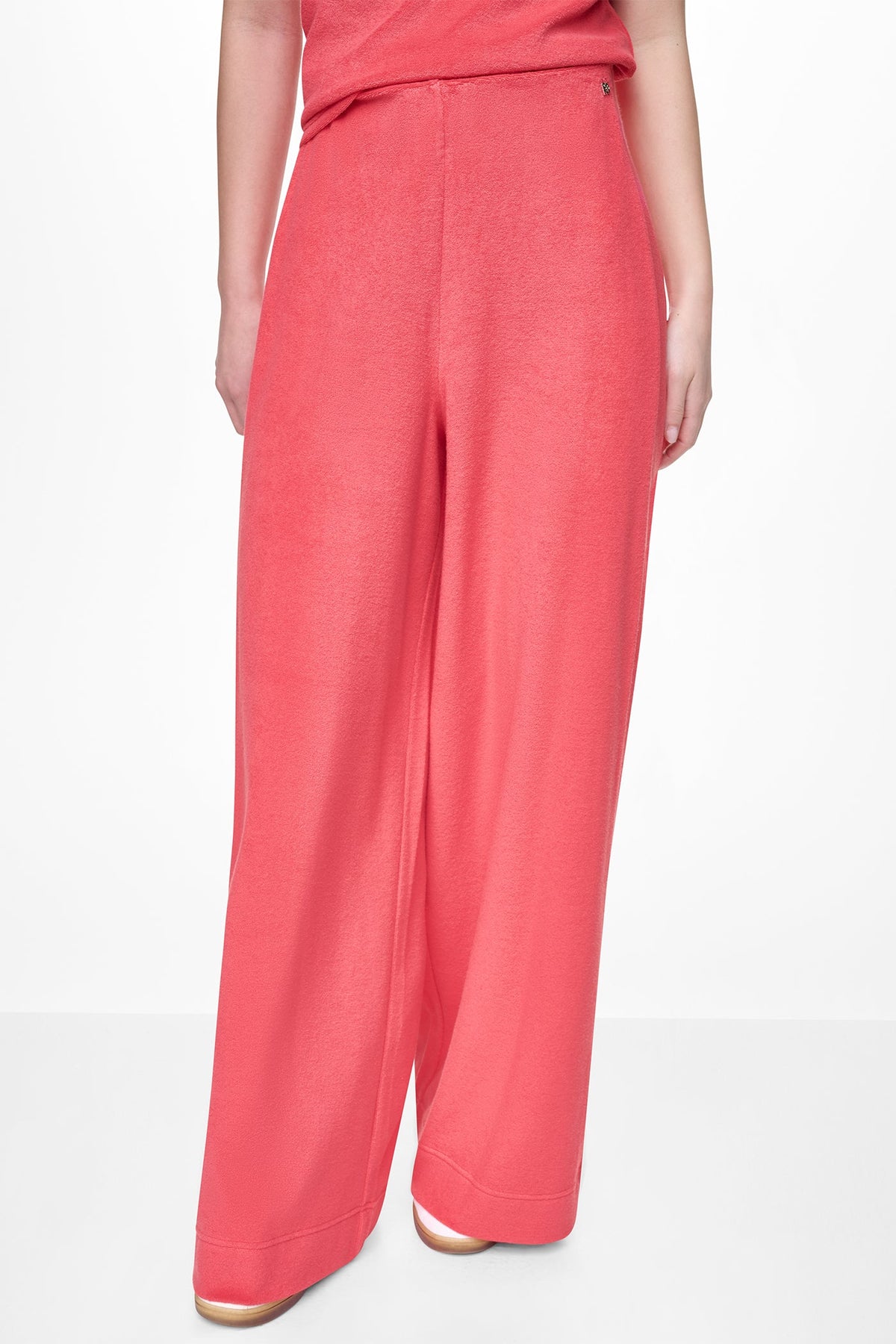 TOWELLING TERRY HIGH-RISE WIDE LEG PANT Pebble | DKNY